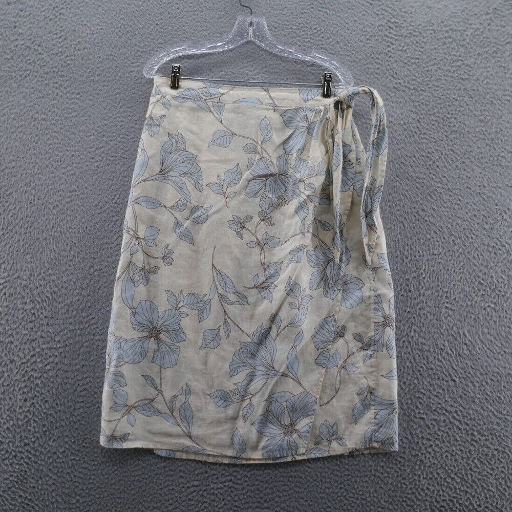 Cynthia Rowley Linen Large Midi Wrap Skirt Ivory Floral Spring